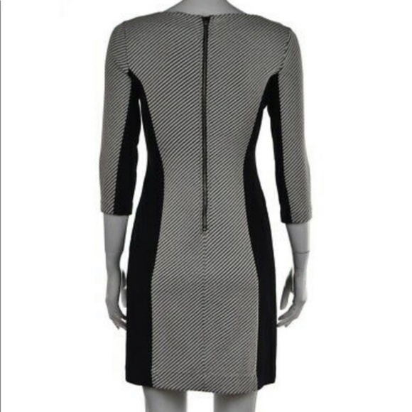 3/4 Sleeve Knit LS combo Black and White Dress - Picture 2 of 4